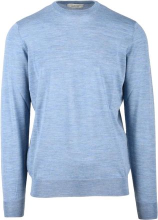 FILIPPO DE LAURENTIIS Merino Wol Ronde Hals Trui - Heren - Ronde hals truien - Blauw - M - Wol - Truien & Vesten