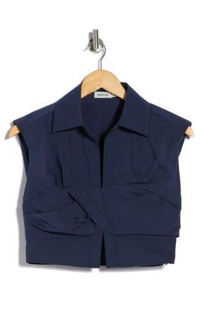 SIMKHAI Emie Cap Sleeve Boxy Crop Top in Midnight at Nordstrom Rack, Size 00