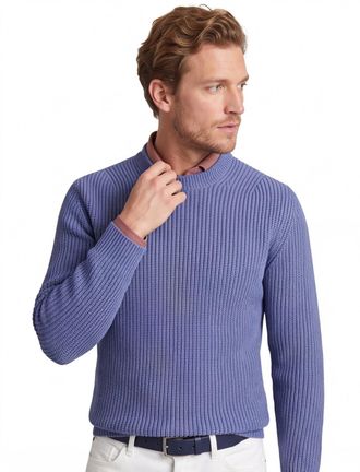 Thomas Maine trui blauw gebreid merinowol