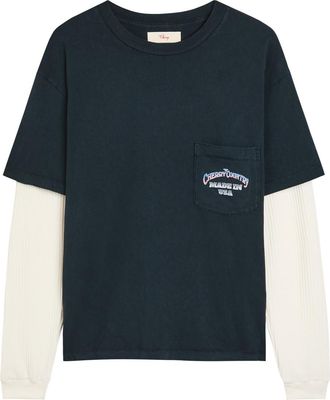 Cherry Los Angeles Country Road Printed Layered Cotton-blend T-shirt - Black - Xxl