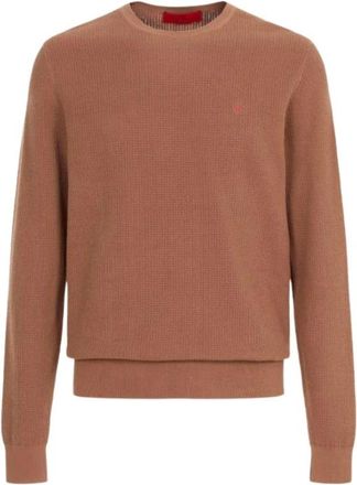 Carolina Herrera Textured Gassed Cotton Sweater - Heren - Ronde hals truien - Bruin - L - Katoen - Truien & Vesten