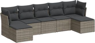 vidaXL Vidaxl - Set De Sof&aacute;s De Jard&iacute;n 7 Piezas Con Cojines Rat&aacute;n Pe Gris