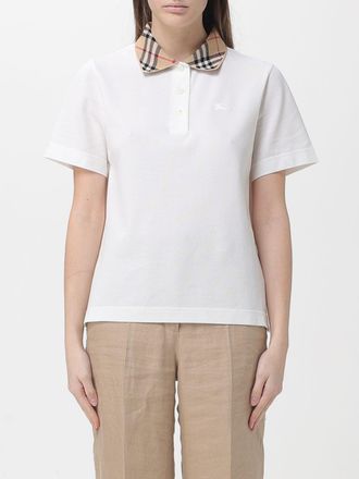 Burberry Polo in cotone con collo check Burberry