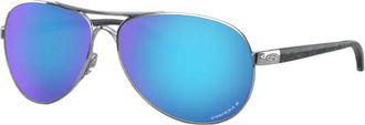 Oakley Mens Feedback Sunglasses In Polished Chrom / Prizm Sapphire Polarized