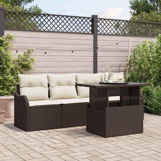 vidaXL Vidaxl - Conjunto De Sof&aacute; De Jard&iacute;n Manual 5 Pcs Marr&oacute;n 100 X 55 X 73 Cm