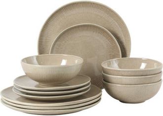 Gibson Home Sandy Pines Stoneware Plates and Bowls Set - Reactive Glaze Dinnerware Set in Cream at Nordstrom
