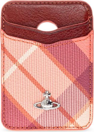 Vivienne Westwood Accessoires, unisex, Roze, ONE Size, Katoen, Mag Safe Leren Kaarthouder