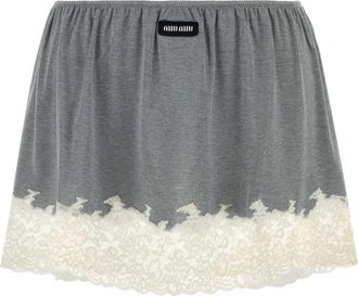 Miu Miu Grey Silk Mini Skirt