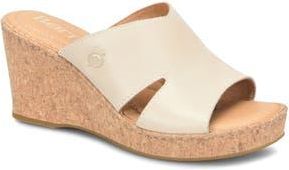 B&oslash;rn Sorine Platform Wedge Sandal in Cream Leather at Nordstrom Rack, Size 11