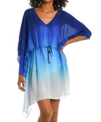 La Blanca Ocean Oasis Short Caftan Swim Cover Up In Ombre Blue