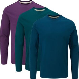 Charles Wilson 3 Pack Long Sleeved Plain Crew Neck T-Shirt (3XL, Core Essentials Type 21)