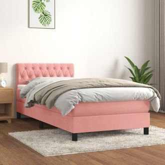 vidaXL Cama Box Spring Con Colch&oacute;n Terciopelo Rosa 90x190 Cm Vidaxl