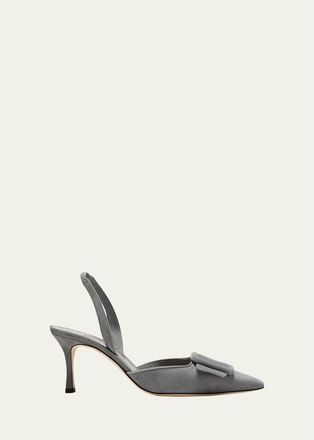 Manolo Blahnik Maysli Suede Buckle Halter Pumps