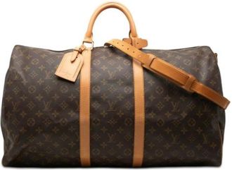 Louis Vuitton Pre-owned Keepall Bandouliere 55 - Dames - Vintage Weekendtas - Bruin - ONE Size - Leer - Vintage