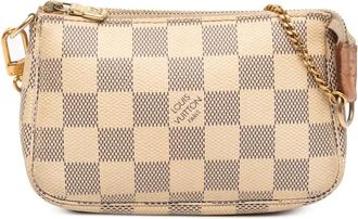 Louis Vuitton Borsa a mano Mini Pochette Accessoires in tela Damier Azur 2013 - Bianco