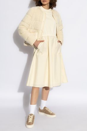 Moncler Cotton Dress With Pockets, Womens, Cream