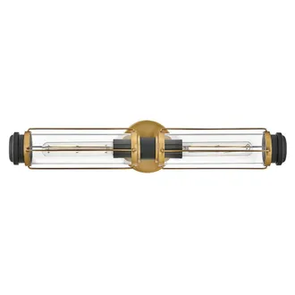 Netlighting Masthead 2 Light Outdoor Wall Light Heritage Brass & Black IP44 in Gold