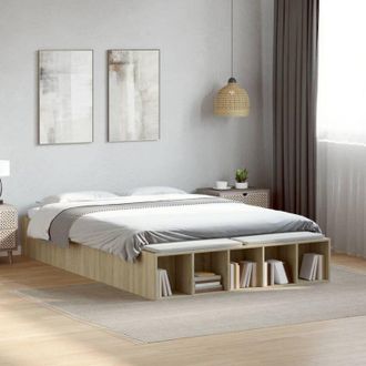 vidaXL Vidaxl - Estructura De Cama Madera De Ingenier&iacute;a Roble Sonoma 135x190 Cm