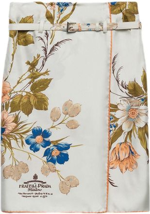 Prada Printed Silk Midi Skirt - Womens - Silk
