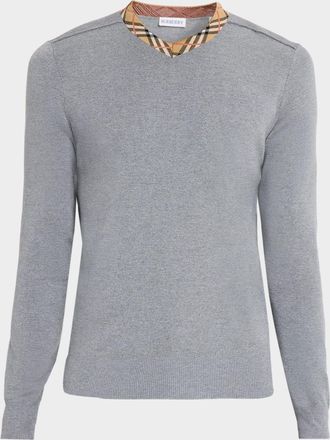 Burberry Men & apos;s Maxim Check-Trim V-Neck Sweater
