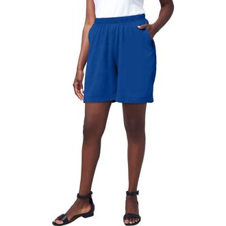 Jessica London Soft Ease Knit Shorts in Dark Sapphire at Nordstrom, Size Medium