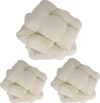 Hhg [nunca Usado] Lote De 6 Cojines De Asiento Dubl&iacute;n, Cojines De Silla 41x38x8cm, Crema