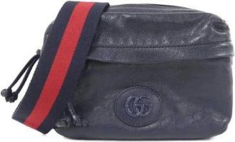 Gucci Pre-owned Cross Body Bags, female, Blue, Size: ONE SIZE Pre-owned Leather Cross Body Bag