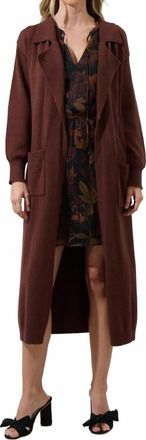 Sugarlips Longline Maxi Cardigan In Brown