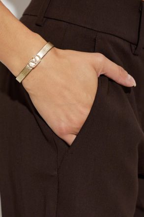 Valentino Garavani Leather Bracelet, Womens, Gold