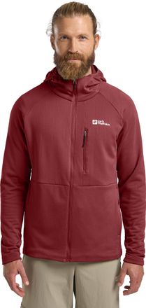 Jack Wolfskin Fleecejacke JACK WOLFSKIN KOLBENBERG HOODED FZ M, Herren, Gr. XL, rot (deep ruby), Obermaterial: 92% Polyester, 8% Elasthan, Jacken Fleecejacke, Atmun