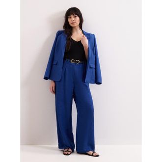 Phase Eight Lottie Wide Leg Linen Trousers in Cobalt at Nordstrom, Size 10