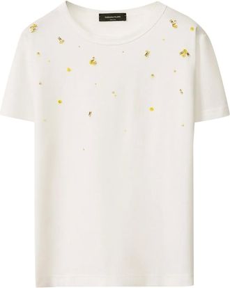 Fabiana Filippi T-shirt con decorazione collana - Bianco
