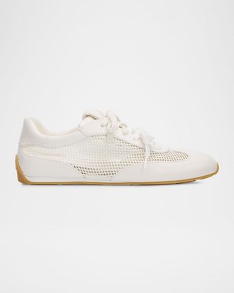Stuart Weitzman Bond Mesh and Leather Low-Top Sneakers