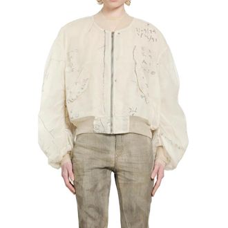Rick Owens Bomber Jackets, female, White, Size: S Secchia Flight Bomber