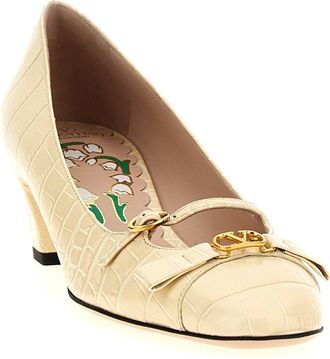 Valentino Garavani Womens Bowow Pump White Calfskin Leather