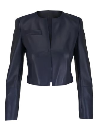 Akris Hasson cropped jacket - women - Nappa Leather - 16 - Blue