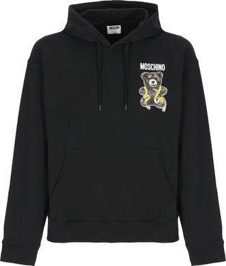Moschino Black Teddy Bear Print Hooded Cotton Sweatshirt