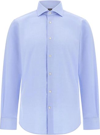 Boggi Milano plain cotton shirt - Blue