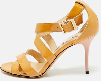 Jimmy Choo London Brown Patent Ankle Strap Sandals