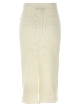 Alessandra Rich Ribbed Wool-Cashmere Blend Skirt - Cream