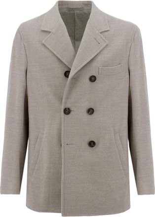 Eleventy Double-Breasted Jas - Heren - Blazers - Grijs - 3XL - Wol - Jassen