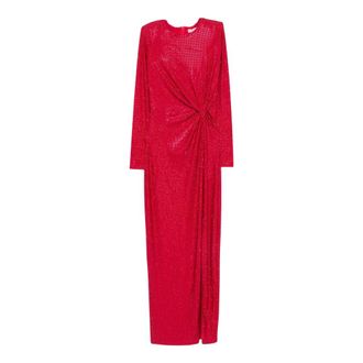 Twentyfourhaitch Maxi-jurk met kristallen versiering en gedraaid detail - Dames - Jurken - Rood - Maat: 3XL