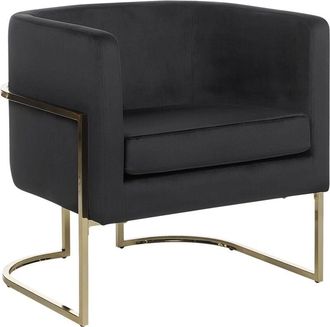 Beliani Beliani - Modern Glam Round Back Armchair Decorative Black Velvet Golden Frame Sirkka