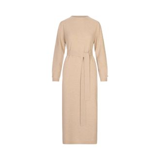 Fabiana Filippi Midi jurk met ceintuur - Dames - Kleedjes - Bruin - S - Wol - Kleedjes