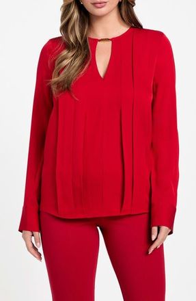 Marciano Anita Keyhole Pleated Top in Samba Red Vibes at Nordstrom, Size 8 Us