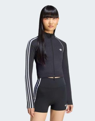 adidas Originals Essentials - Top sportivo senza cuciture nero con 3 strisce
