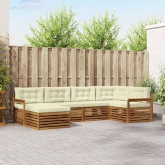 vidaXL Vidaxl Set Di Divani Da Esterno 6 Pz Naturale E Crema