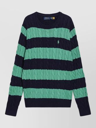 Polo Ralph Lauren striped cable knit crew neck sweater