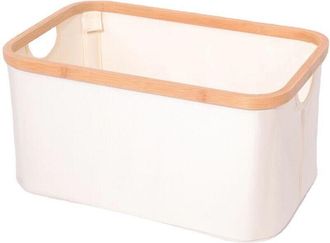 OEM Cesto Para Ropa - 45 X 30 X 22 Cm - Tela Oxford - Marco De Bamb&uacute; - Con Asas - Beige
