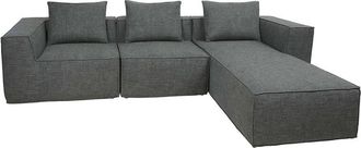 Hhg Hhg - Nunca Usado] Sof&aacute; L 399, Sof&aacute; Lounge Con Otomana, Ampliable Modularmente A La Derecha/izquierda, Tela/tejido 63x270x190 Cm, Gris Oscuro